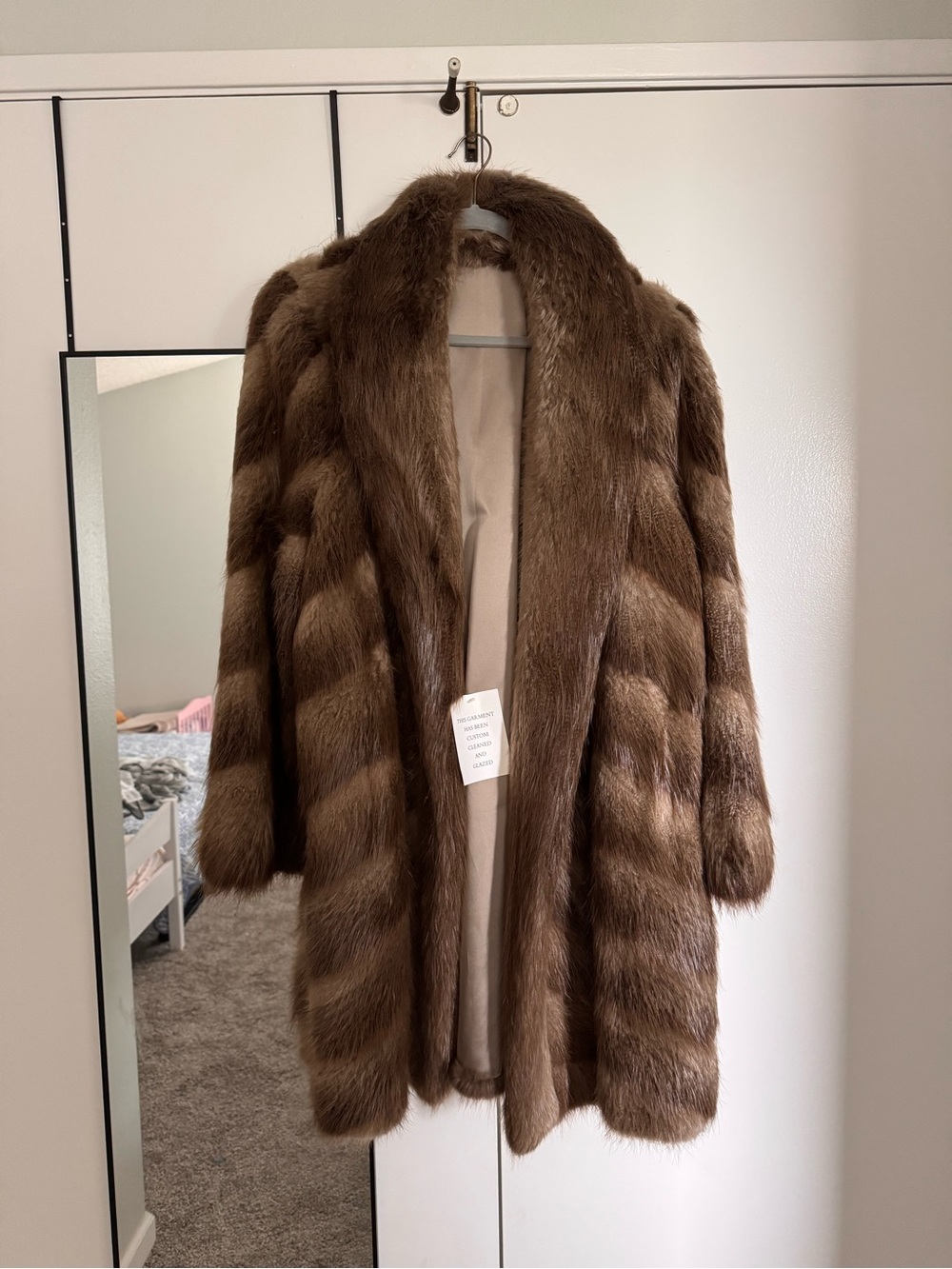 Brown Faux Fur Long Coat - Women's Luxe Winter Jacket - Grosvenor Canada: Beaver